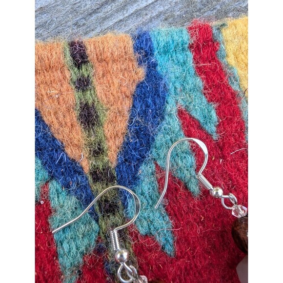 Labradorite & Pearl Earrings, Vintage Mystical Earrings - Picture 6 of 10